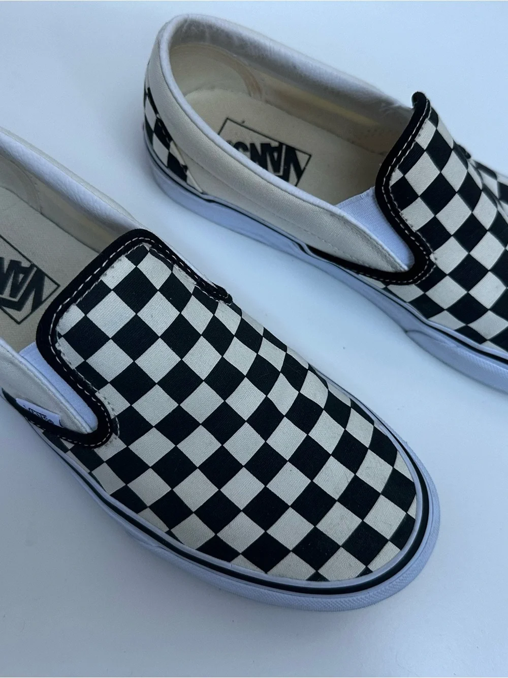 Vans Women’s Checkerboard Slip-On Sneakers - Black & White